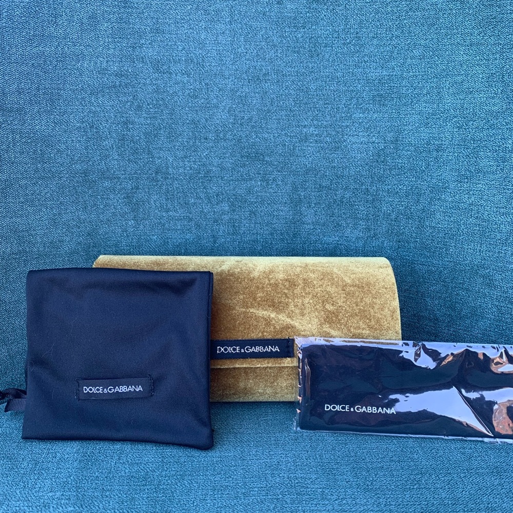 Dolce & Gabbana Gold and Black Sunglass Case Set